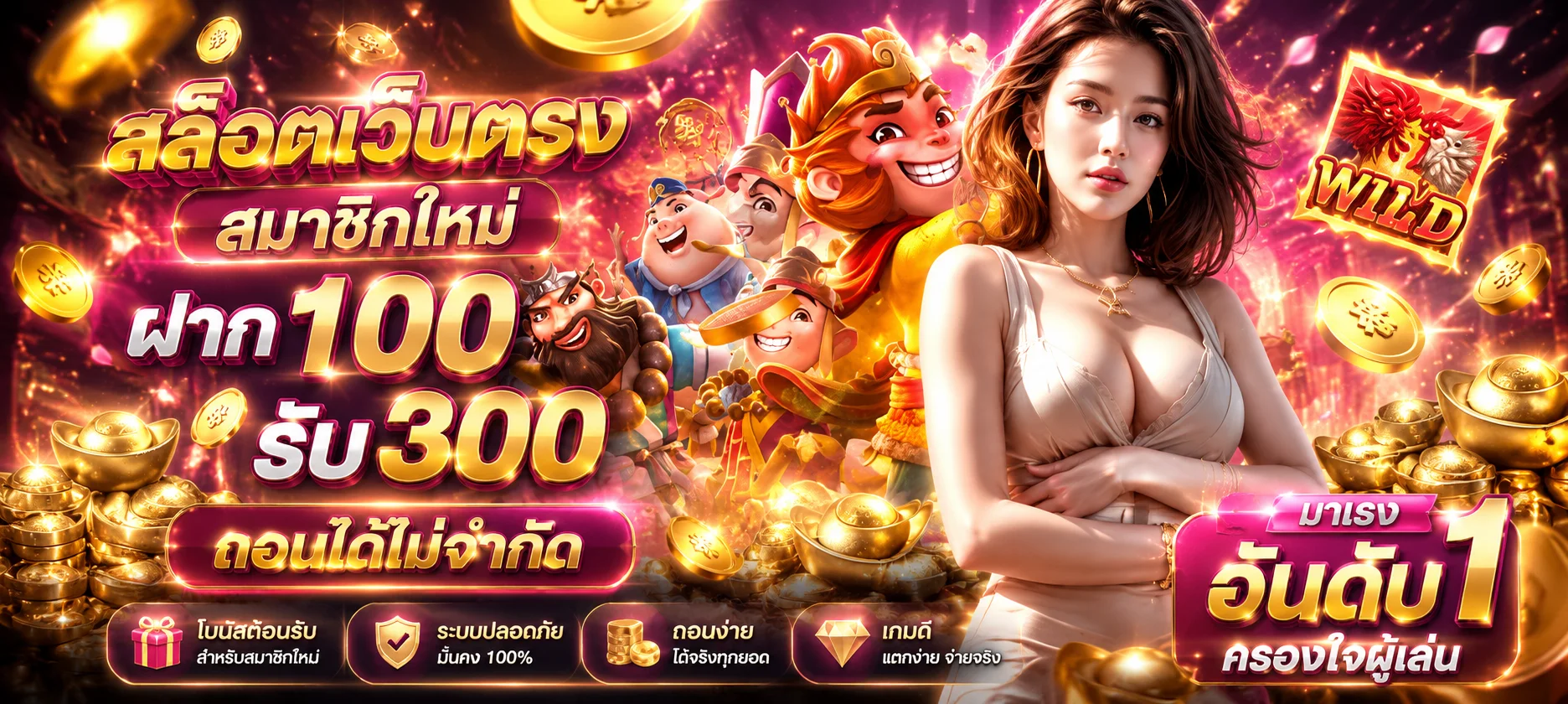 รวมค่ายเกมสล็อตออนไลน์ PGBAHT777 PG Pragmatic JILI Spadegaming